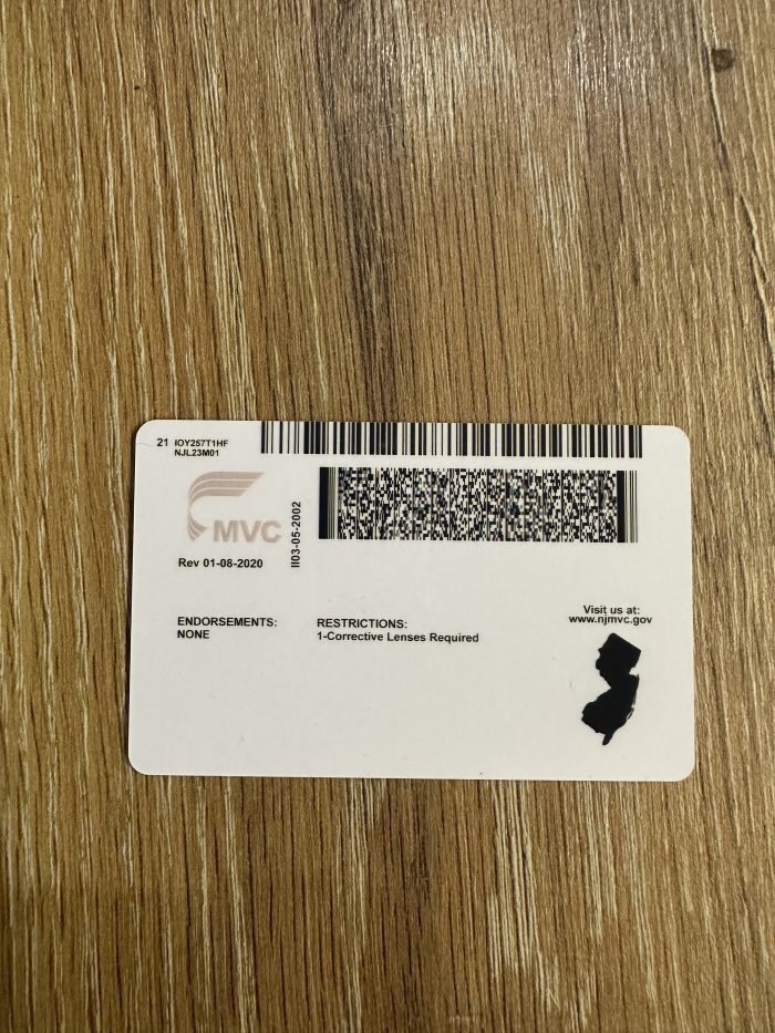Fake New Jersey identification card image